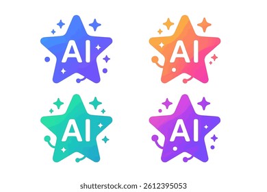 A colorful icon set for the stars app logo is available, along with the option to generate an icon, an AI stars icon, and a set of logos, all accessible through a command prompt to