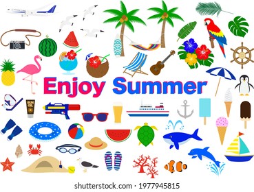 Colorful icon set of summer image
