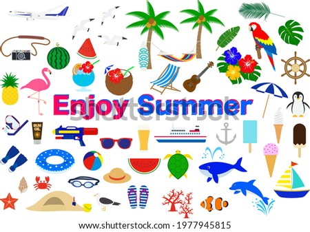 Colorful icon set of summer image
