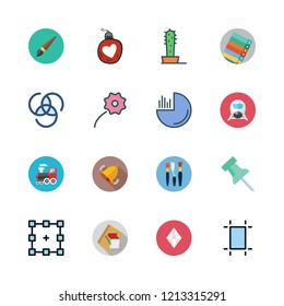 colorful icon set. vector set about train, closeup, prism and paint brush icons set.