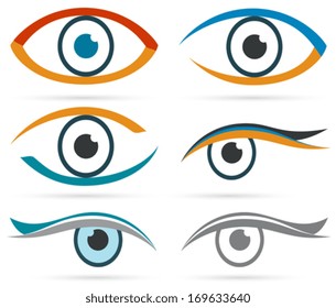 Colorful icons eye vector set for design.