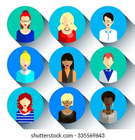 Premium Vector  Female avatar flat icon design vector illustration