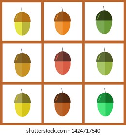 Colorful icons in the form of acorns