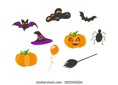colorful icons of the holiday of Halloween .isolated on a white background.
