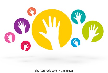 colorful icons of human hands