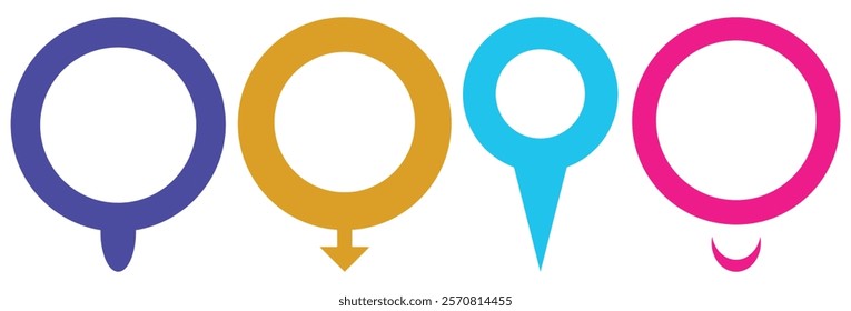 Colorful Icons for Mapping Destinations Vector Design