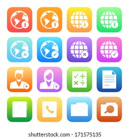 Colorful icons mobile phone and network vector set.