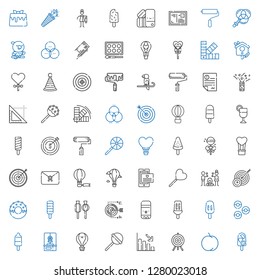 colorful icons set. Collection of colorful with popsicle, peach, target, loss, lollipop, hot air balloon, dreamcatcher, donuts, glue stick. Editable and scalable colorful icons.