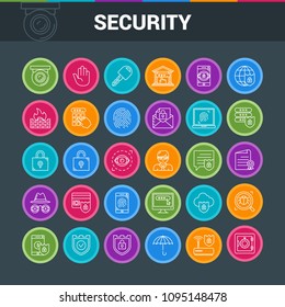 Colorful icons set on theme security and protection. Internet security, data protection. Vector illustration