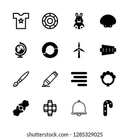 colorful icons set with stationery, wind turbine silhouette and marker pen vector set