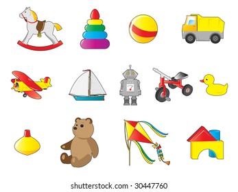 colorful icons of toys