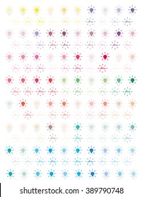Colorful Ideea Lightbulb Minimalistic Flat design,colors printable planner stickers,for journaling,school,office,scrapbook etc.Isolated.Graphic resources.Vectorial elements.