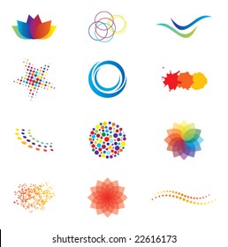 COLORFUL IDENTITY BRAND DESIGN ELEMENTS. Vector icons and symbols such as logo.