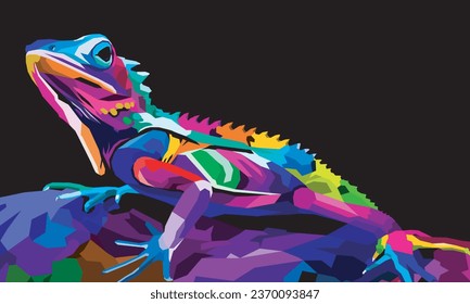 colorful iguana on pop art style. vector illustration