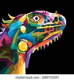 colorful iguana pop art portrait poster design