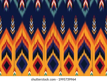 colorful ikat ethnic pattern vector background. seamless ikat pattern traditional, Design for background, wallpaper, Batik, fabric, carpet, clothing, wrapping, and textile. ikat Pattern illustration.