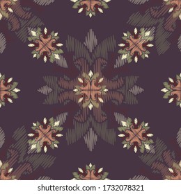 Colorful Ikat ornamentel seamless pattern for textile, wallpaper, card or wrapping paper
