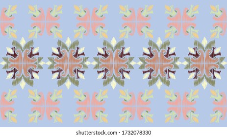 Colorful Ikat ornamentel seamless pattern for textile, wallpaper, card or wrapping paper