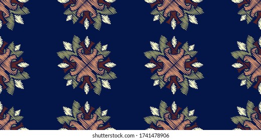 Colorful Ikat ornamentel seamless pattern for textile, wallpaper, card or wrapping paper