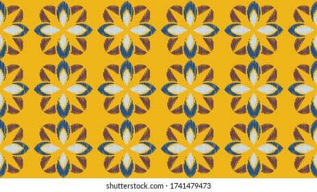 Colorful Ikat ornamentel seamless pattern for textile, wallpaper, card or wrapping paper. Tile for surface design