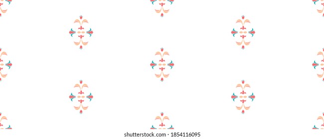 Colorful Ikat ornamentel seamless pattern for textile, wallpaper, card or wrapping paper. Tile for surface design.