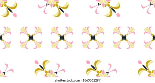 Colorful Ikat ornamentel seamless pattern for textile, wallpaper, card or wrapping paper. Tile for surface design.