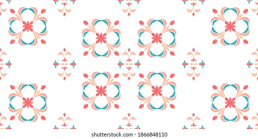 Colorful Ikat ornamentel seamless pattern for textile, wallpaper, card or wrapping paper. Tile for surface design.