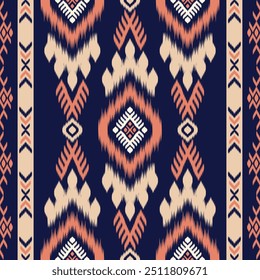 Colorido del patrón de Ikat, diseño de arte tailandés, estilo del ornamento de Ikat, impresión de Ikat. Ética tradicional geométrica Abstractas del fondo inconsútil del patrón para la decoración, ropa, tela, materia textil, moda.