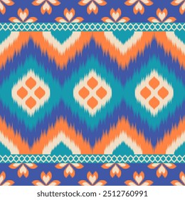 Colorido del patrón de Ikat, diseño de arte tailandés, estilo del ornamento de Ikat, impresión de Ikat. Ética tradicional geométrica Abstractas del fondo inconsútil del patrón para la ropa, tela, materia textil, moda.