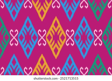Farbenfroh mit Ikat-Muster, thailändischem Kunstdesign, Ikat-Ornament-Stil, Ikat Print. Abstrakte geometrische nahtlose Muster Hintergrund traditionelle Ethik für Kleidung, Stoff, Textil, Mode.