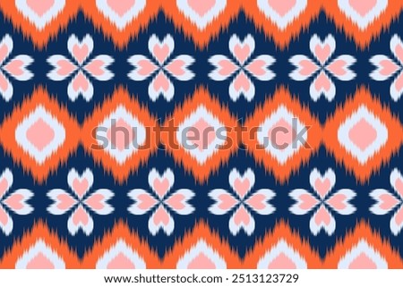 Colorful of Ikat pattern, Thai art design, Ikat Ornament style, Ikat Print. Abstract geometric seamless pattern background traditional ethic for clothing, fabric, textile, fashion.
