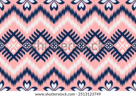 Colorful of Ikat pattern, Thai art design, Ikat Ornament style, Ikat Print. Abstract geometric seamless pattern background traditional ethic for clothing, fabric, textile, fashion.