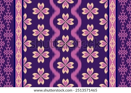 Colorful of Ikat pattern, Thai art design, Ikat Ornament style, Ikat Print. Abstract geometric seamless pattern background traditional ethic for clothing, fabric, textile, fashion.