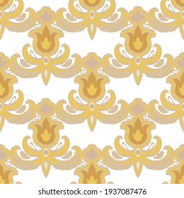 Colorful ikat pattern in vintage style. Elegant ethnic background. Hand drawn oriental art. Seamless geometric modern vintage texture.	