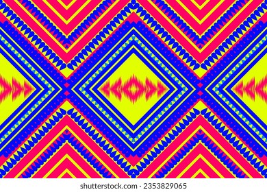 Colorful ikat seamless pattern vectors are vibrant digital graphics that offer a lively and dynamic visual appeal.