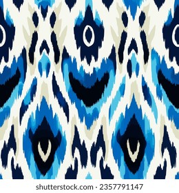 Colorful ikat style decorative seamless pattern. Vector illustration