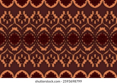 Colorful ikat vector pattern, ethnic embroidery style, hand draw painting, fabric abstract.