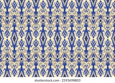 Colorful ikat vector pattern, ethnic embroidery style, hand draw painting, fabric abstract.