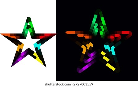Design colorido iluminado da estrela com fundo dividido