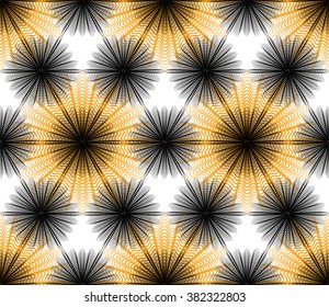 Colorful illusive abstract seamless pattern with overlapping geometric shapes. Vector symmetric lined transparent backdrop.