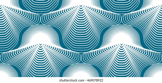 Colorful illusive abstract seamless pattern with geometric figures. Vector symmetric simple backdrop.