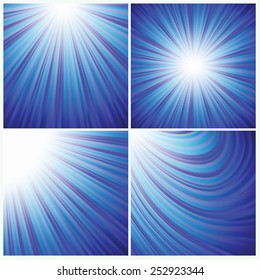 colorful illustration  with abstract blue rays background