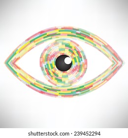 colorful illustration  with  abstract eye icon on white background