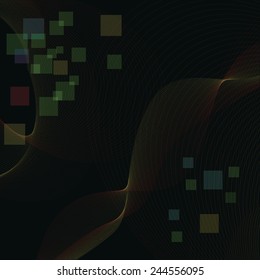 Colorful Illustration  with  Abstract Lines on Black Background