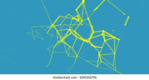 Colorful illustration with abstract low poly elements . Abstract polygonal space . Network connection visualization.Broken structure . Vector technology background .