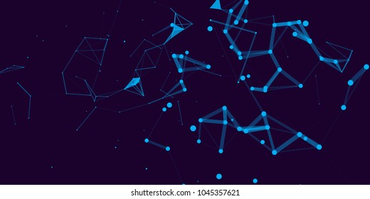Colorful illustration with abstract low poly elements . Abstract polygonal space . Network connection visualization.Broken structure . Vector technology background .