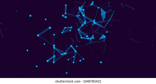 Colorful illustration with abstract low poly elements . Abstract polygonal space . Network connection visualization.Broken structure . Vector technology background .