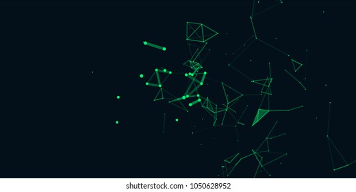 Colorful illustration with abstract low poly elements . Abstract polygonal space . Network connection visualization.Broken structure . Vector technology background .