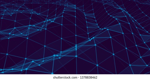 Colorful illustration with abstract low poly elements . Abstract polygonal space . Network connection visualization.Broken structure . Vector technology background .