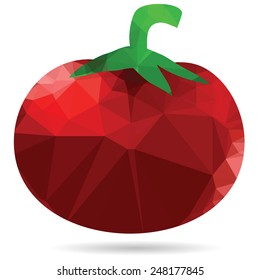 colorful illustration  with abstract red tomato on white background